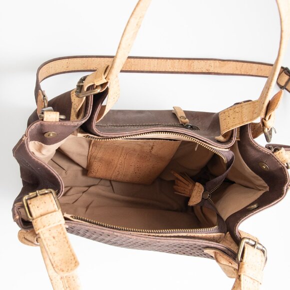 Artelusa Cork Handbag Laser Cut Purse Crossbody Shoulder Bag Tan Brown - Picture 6 of 16